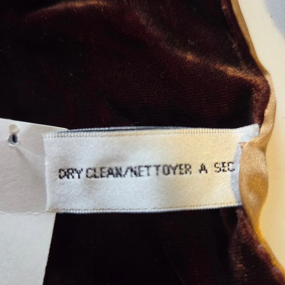 Chocolate Brown Silk Blend Velvet Scarf Gold Satin Backing Reversible 58in